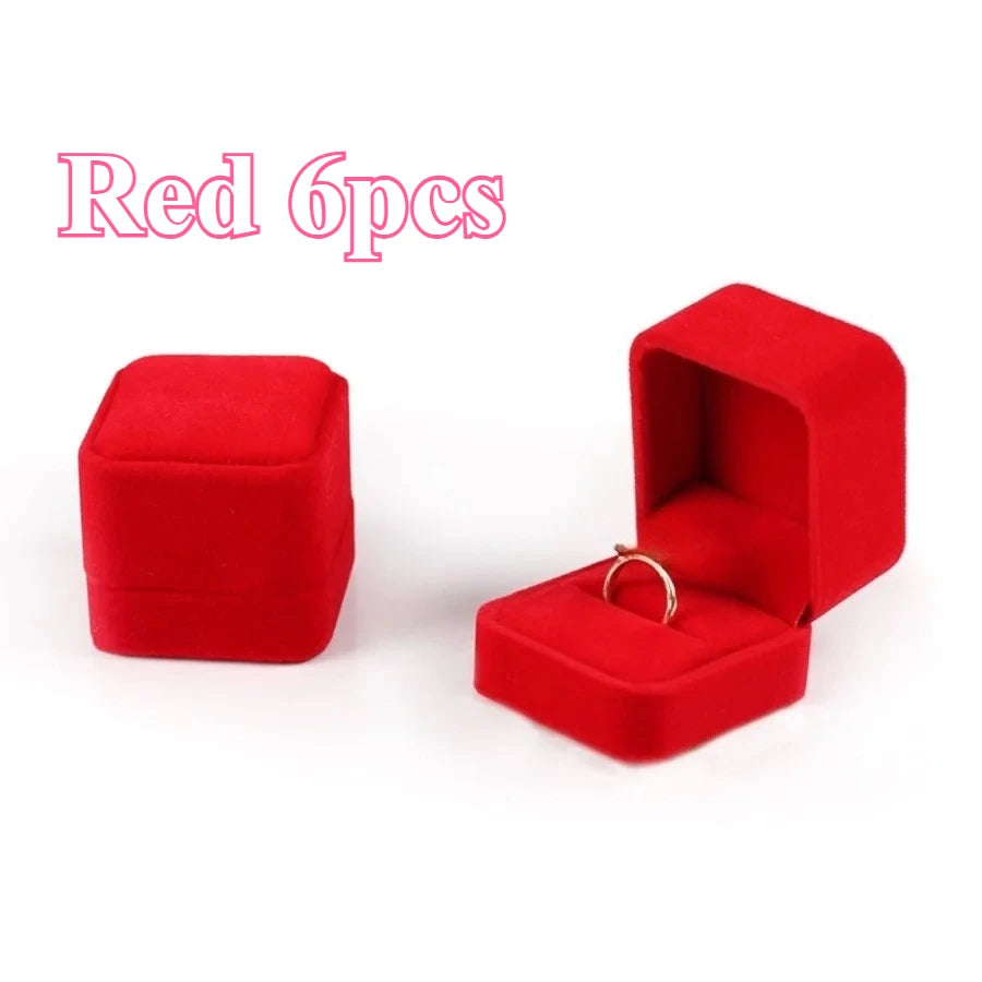 6-Pack Square Velvet Ring & Earring Gift Boxes | Jewelry Cases Velvet Jewelry Box QXL Red 6pcs