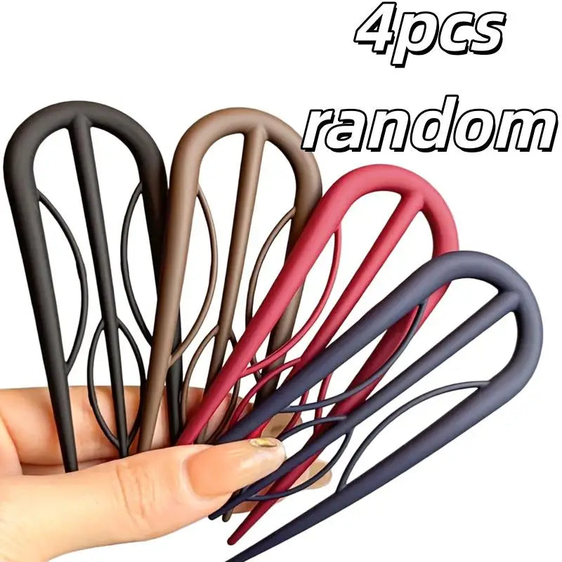 4-Pack Frosted U-Shape Hairpin Set | Elegant Hair Clips Hair Clip Set QXL 4pcs random