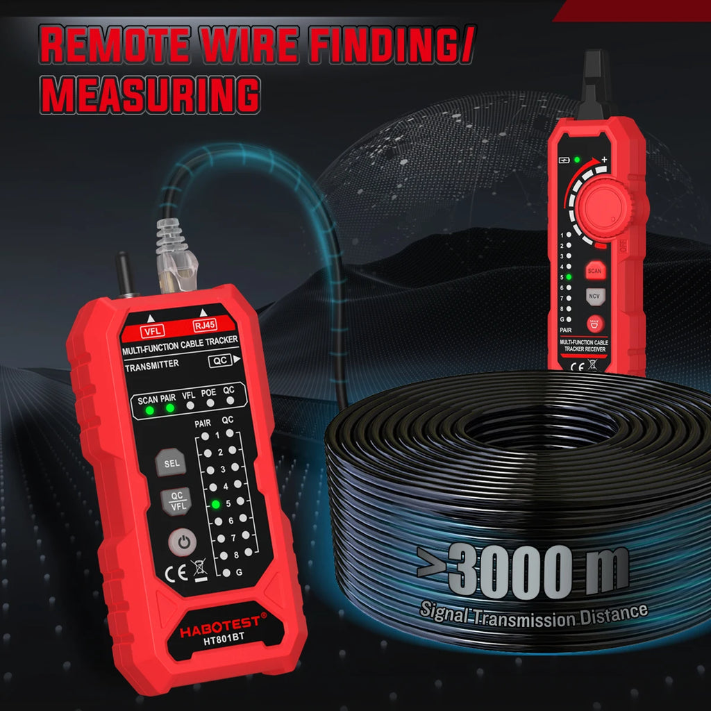 HT801A/B Network Cable Tester | PoE RJ45 RJ11 Line Finder Network Cable Tester QXL