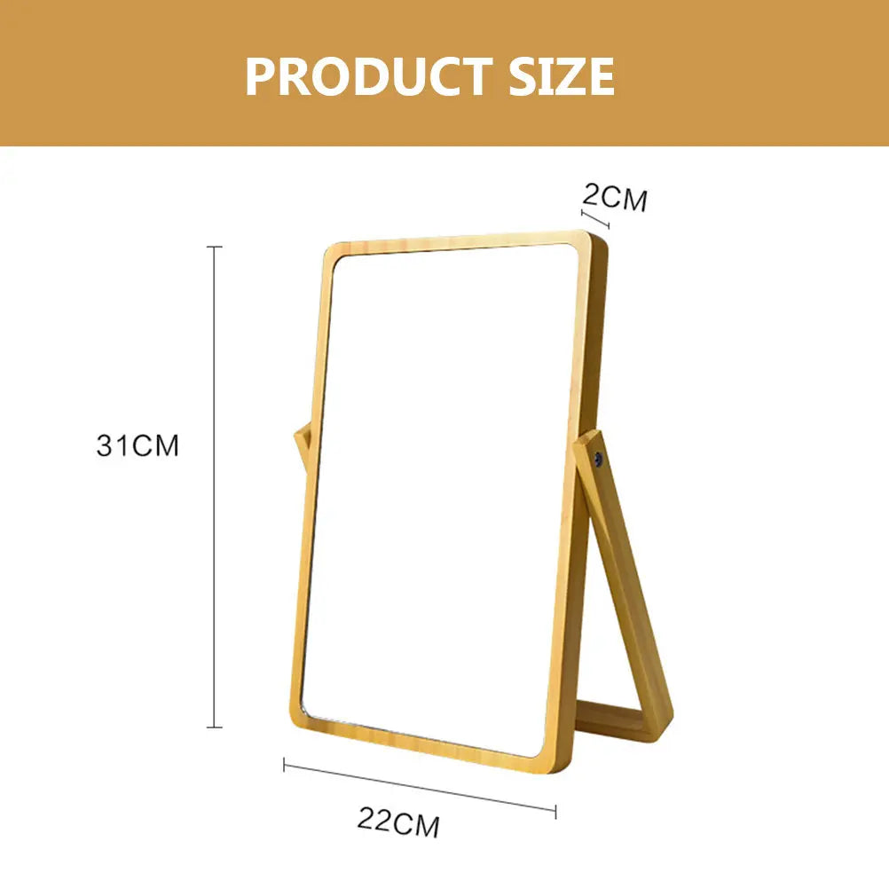 Light Yellow Wooden Desktop Vanity Mirror | Makeup & Dressing Desktop Vanity Mirror QXL