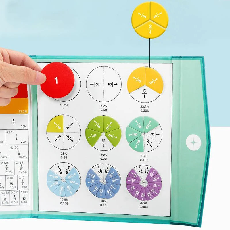 Magnetic Fraction Tiles 51-Pc Set with Learning Book | Kids Math Educational Math Toy QXL