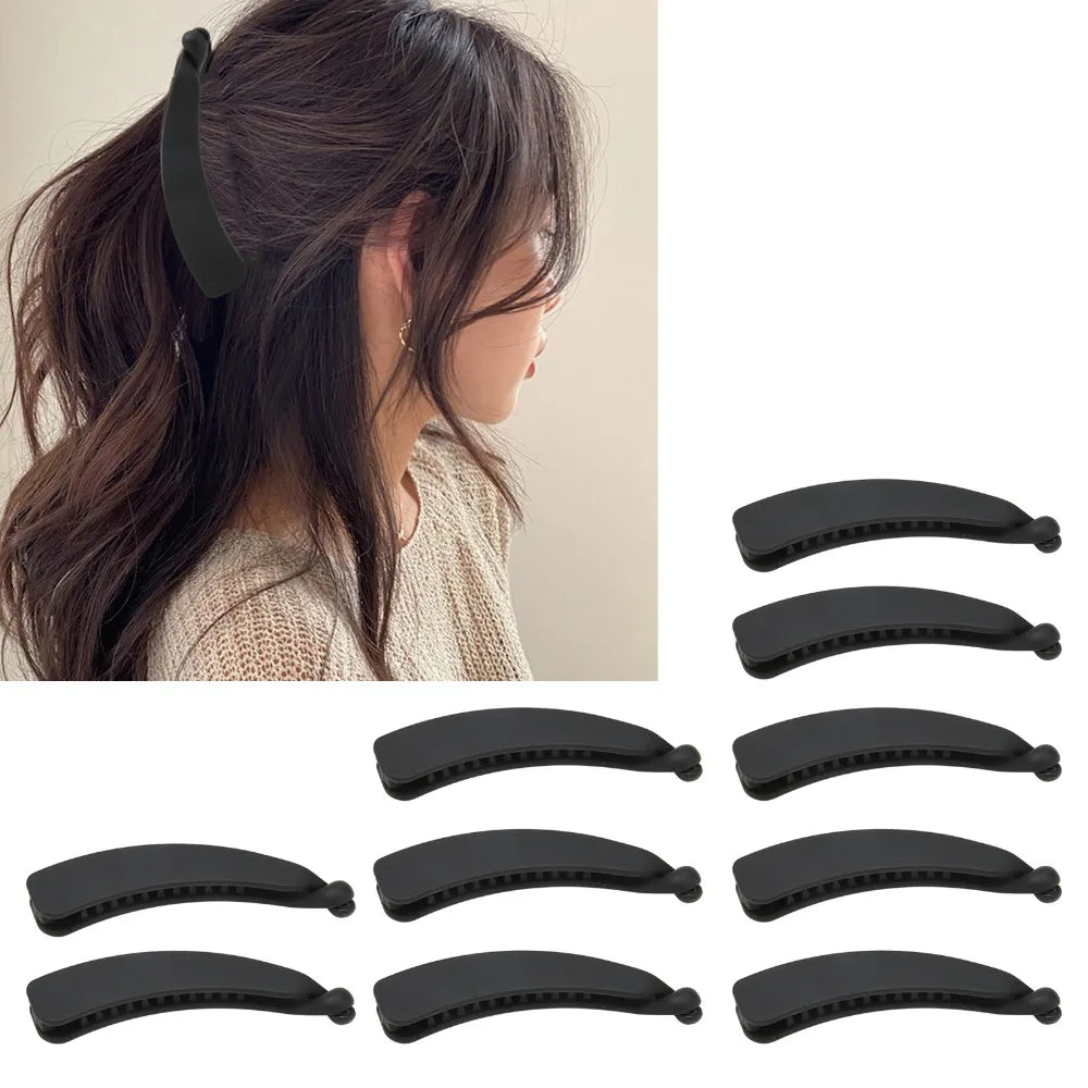 10-Pack Black Banana Hair Clips | Flexible Ponytail Holder Banana Hair Clip QXL