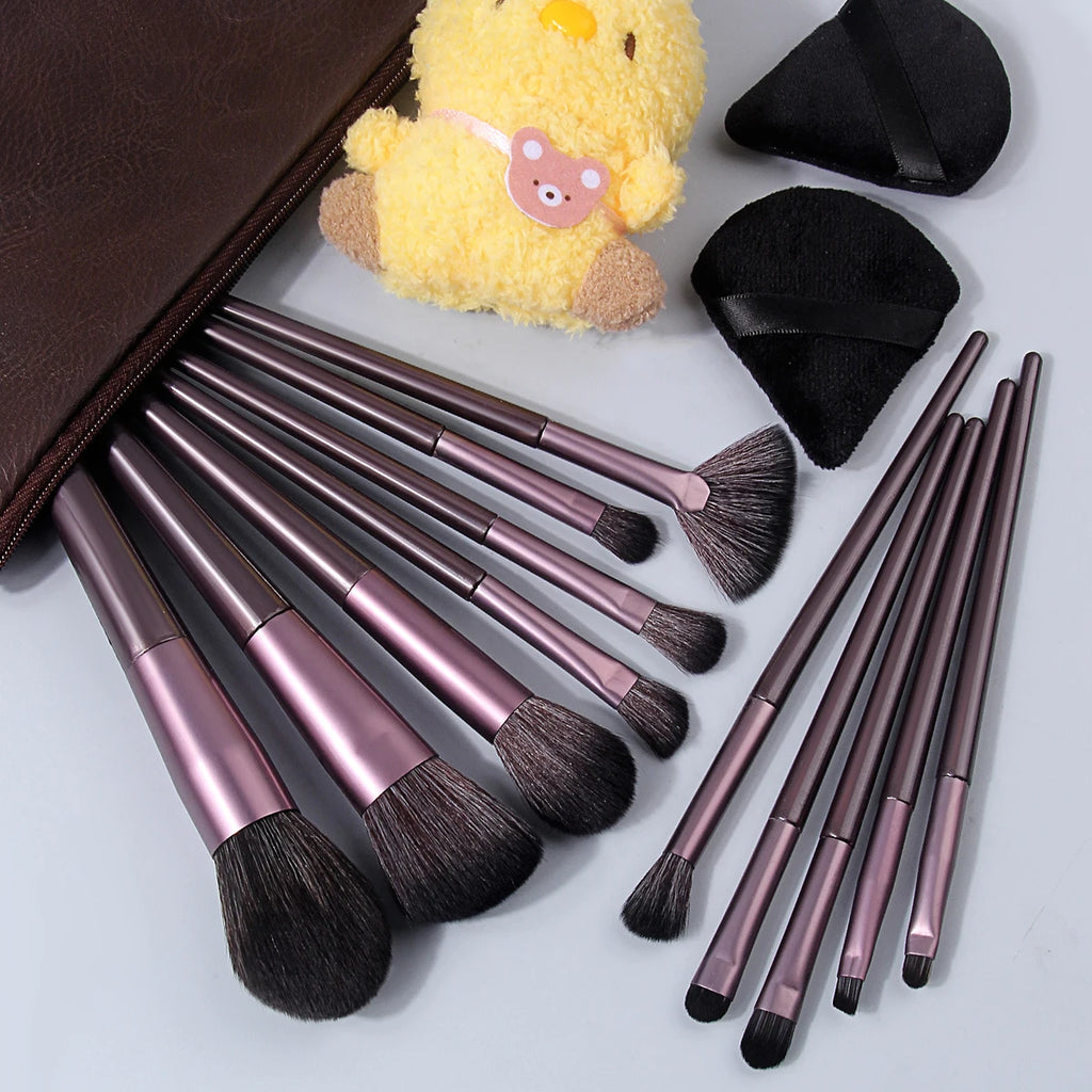 16-Pc Professional Makeup Brush Set with Bag & Charm Makeup Brush Set QXL
