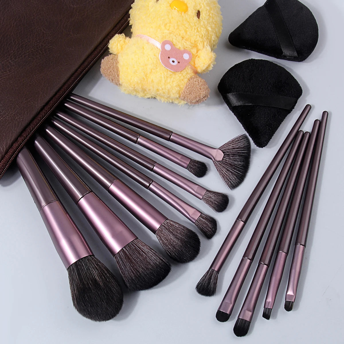 16-Pc Professional Makeup Brush Set with Bag & Charm Makeup Brush Set QXL
