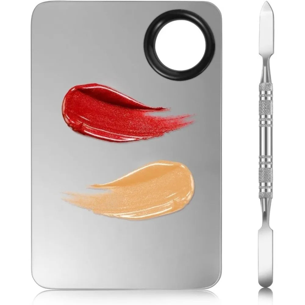 Stainless Steel Makeup Mixing Palette & Spatula Tool Makeup Mixing Palette QXL