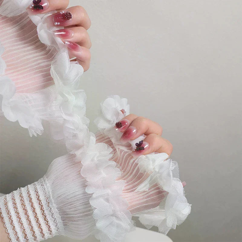 Mesh Tulle Fake Sleeves for Nail Art Photography | 1 Pair Decorative Fake Sleeves QXL
