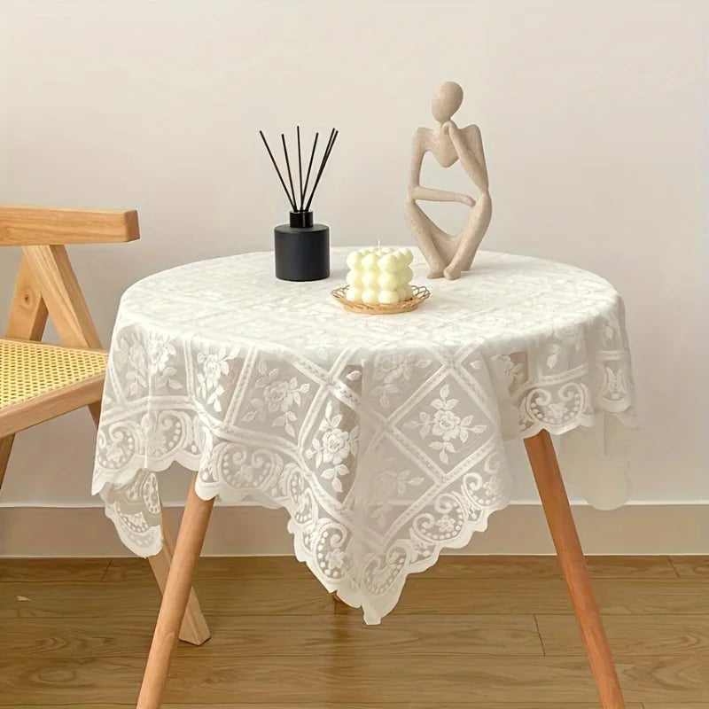 Vintage Lace Tablecloth | Washable Macrame Table Cover Doily Lace Tablecloth QXL