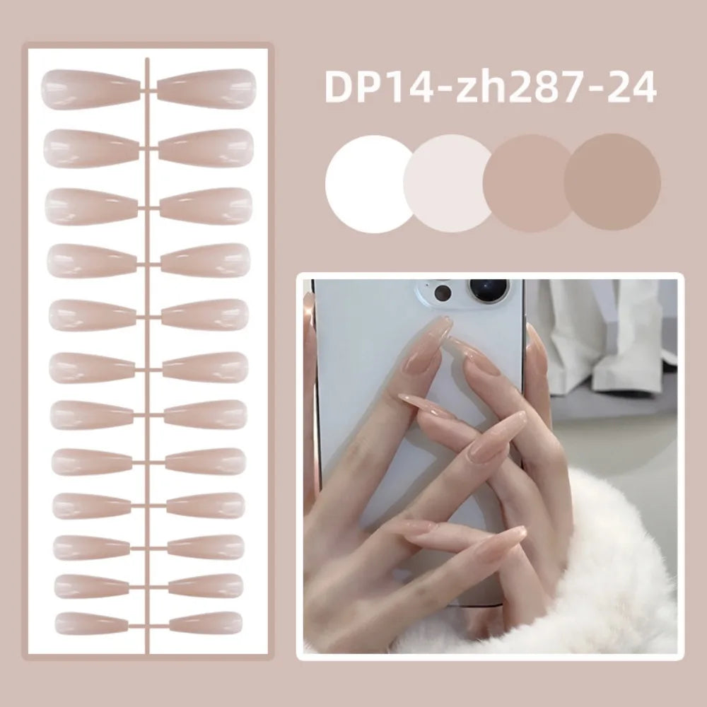 24-Pack Long Ballet Press-On Nails | Full Cover Solid Color Press-On Nail Set QXL 14-zh287-24