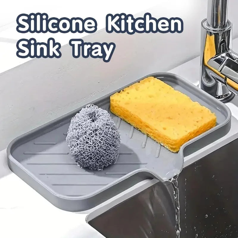 Silicone Sink Mat | Faucet Splash Pad & Soap Drain Tray Silicone Sink Mat QXL
