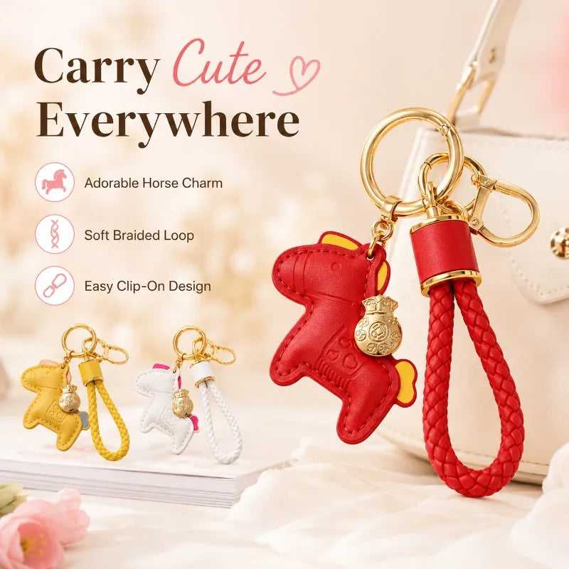 Horse Handmade Leather Keychain Pendant | Unisex Car Key Fob Leather Keychain Pendant QXL