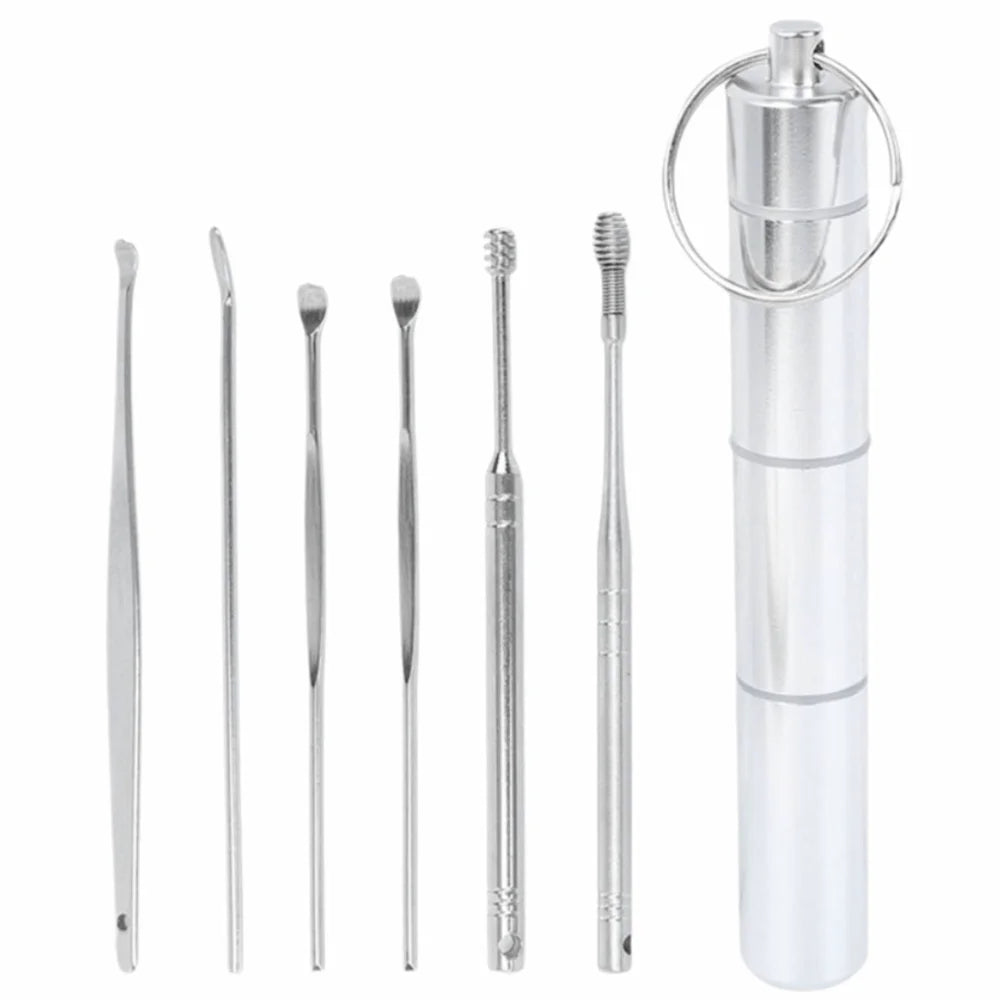 6-Pc Stainless Steel Ear Wax Remover Kit | Multi-Tip Cleaner Ear Wax Remover Kit QXL
