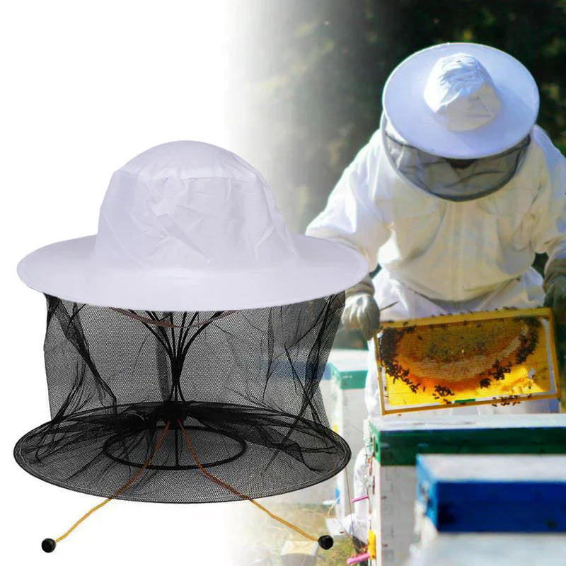 Beekeeping Hat & Veil Combo | White Mesh Bug Mask Protector Beekeeping Protective Hat QXL