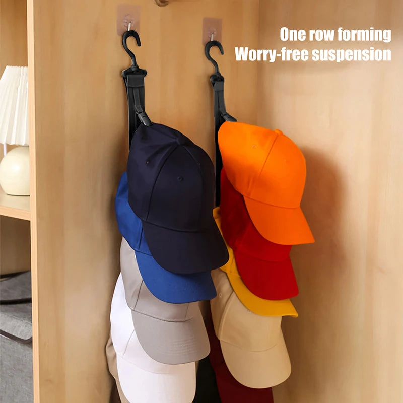 Hanging Hat Rack with 8 Clips | Baseball Cap Closet Organizer Hat Rack Organizer QXL