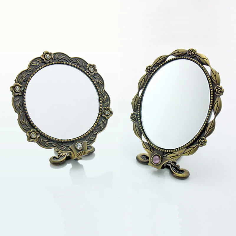 Vintage Metal Handheld Makeup Mirror | Folding Compact Handheld Makeup Mirror QXL