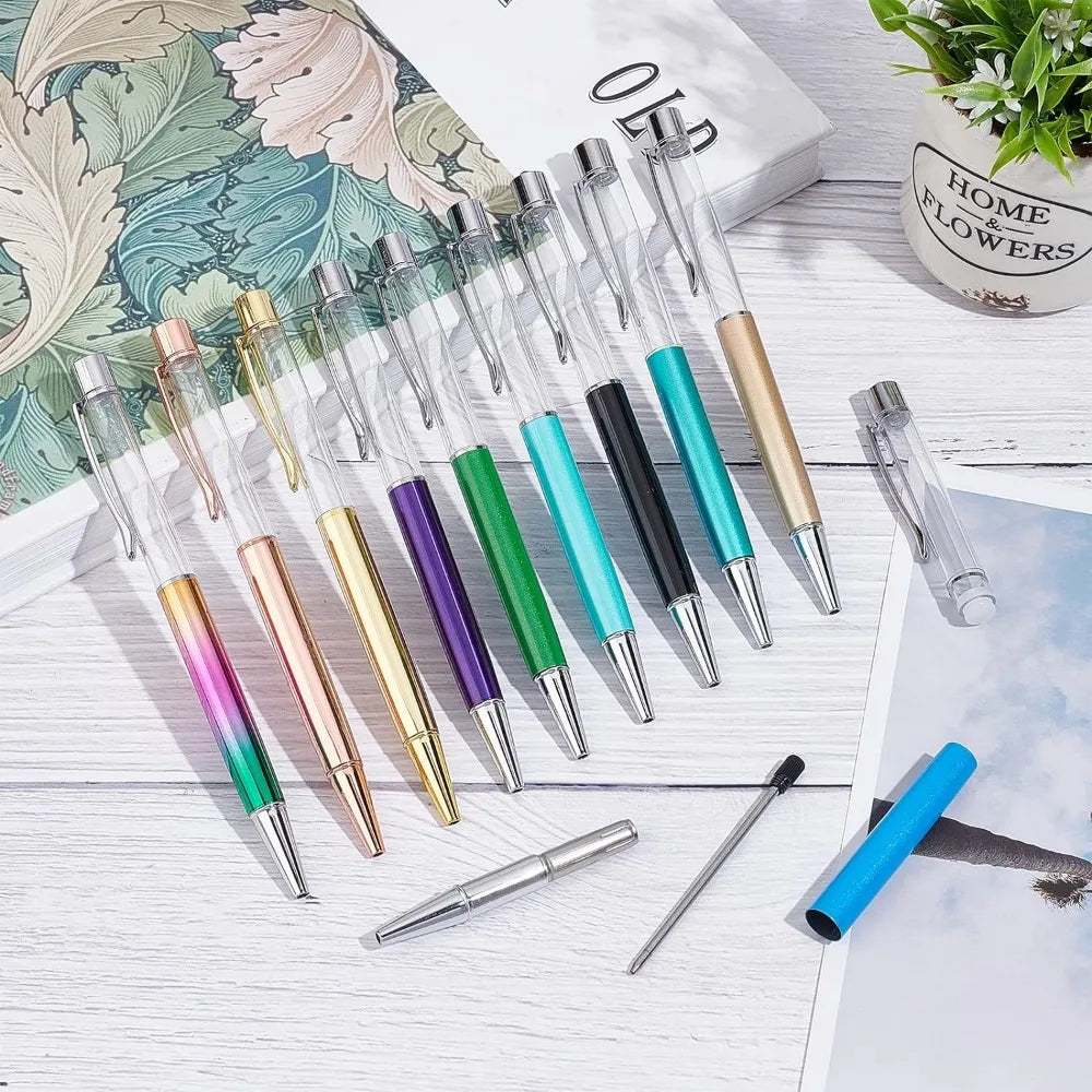 10-Pack Glitter Liquid Sand Ballpoint Pens | 10 Colors DIY Novelty Ballpoint Pen Set QXL