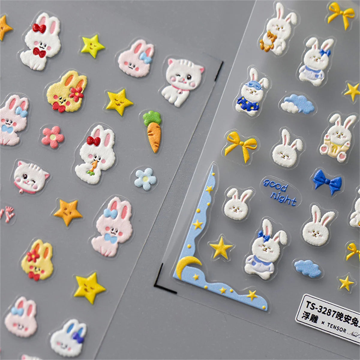 5D Kawaii Rabbit Nail Art Stickers | Cartoon Animal Decals Nail Art Stickers QXL