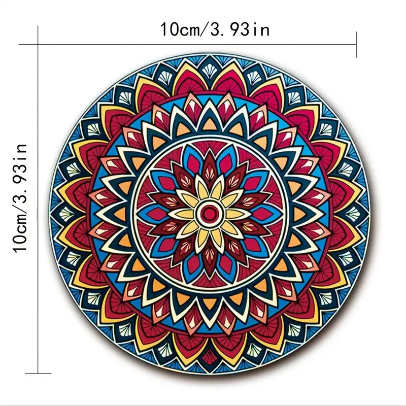 8-Piece Mandala Wooden Coasters Set | Home Bar & Decor Wooden Coaster Set QXL