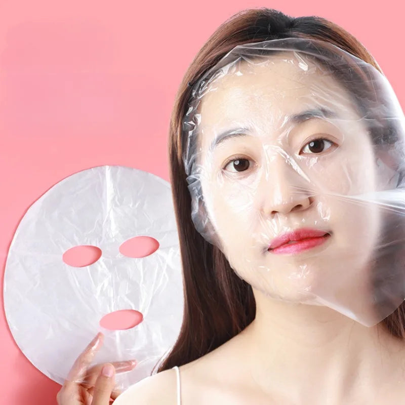 100-Pack Disposable PE Facial Wrap Masks | Face & Neck Film Disposable Face Wrap QXL