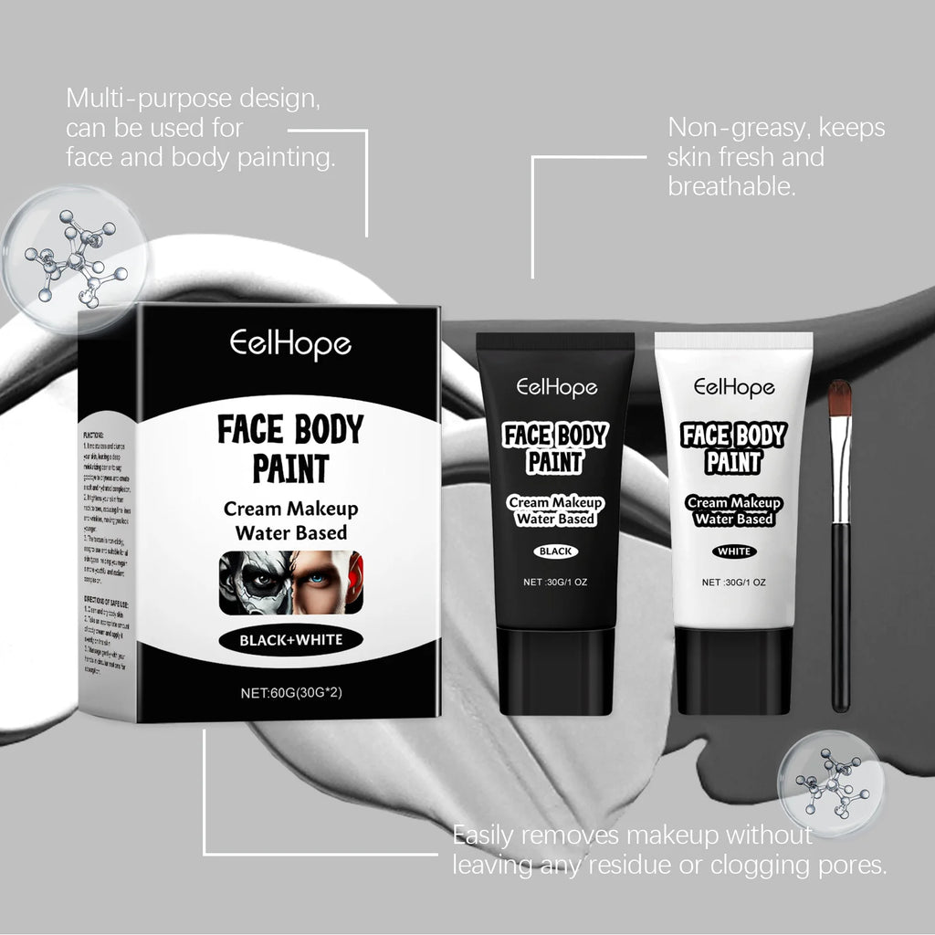 Halloween Face & Body Paint Set White & Black | Eelhope Face & Body Paint QXL