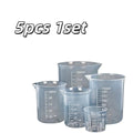 5-Pack Plastic Measuring Cups – Reusable Lab Beakers, 5 Sizes Measuring Cup Set QXL 5pcs 1set