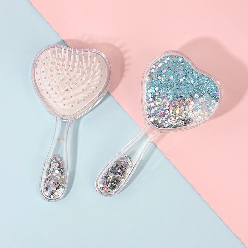 Glitter Heart-Shaped Air Cushion Hair Brush | Scalp Massage Air Cushion Hair Brush QXL