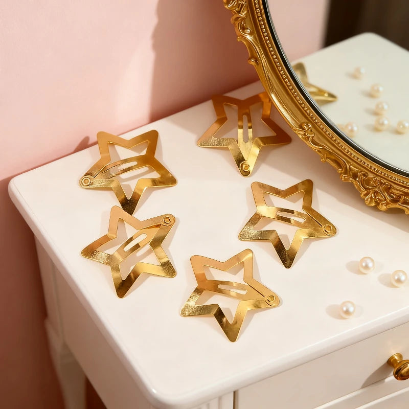 Golden Star Mini Hair Clips – Sweet Starlight Hairpins 5/12 Pack Hair Clips Set QXL