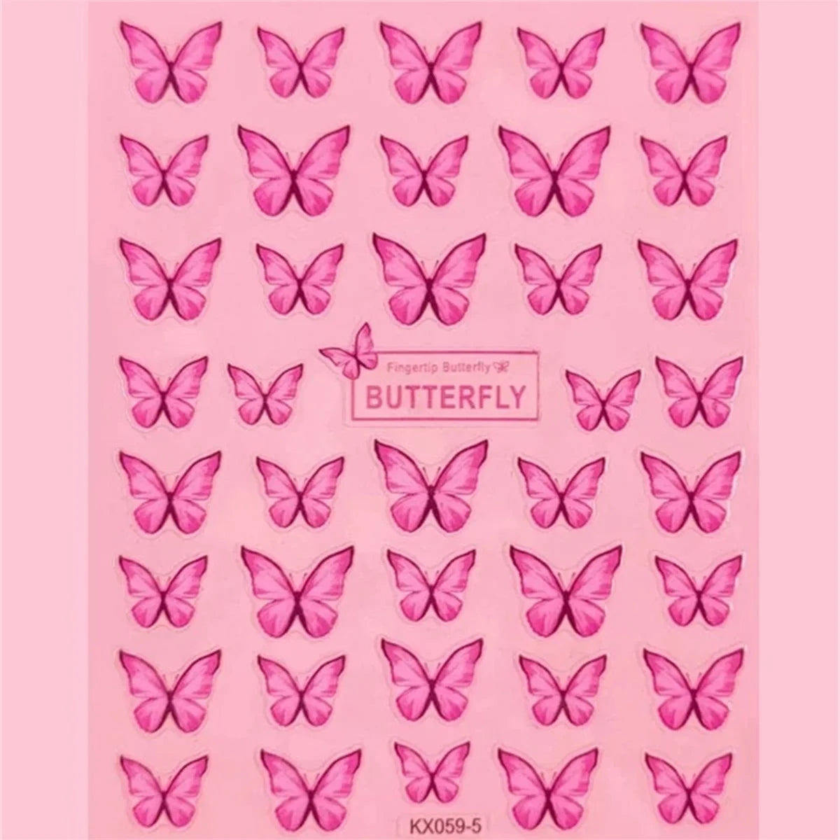 5D Kawaii Butterfly Nail Art Stickers | Korean Pink Gradient Nail Art Stickers QXL