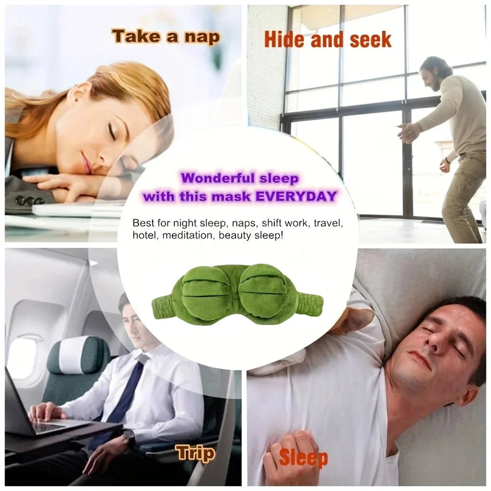 3D Frog Sleep Mask – Soft Plush Blindfold for Travel & Home Sleep Mask QXL