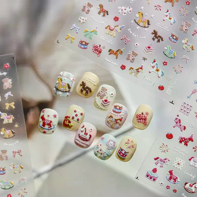 Nail Art Stickers – Horse, Bear, Florals & CNY Charms Sheet Nail Art Stickers QXL