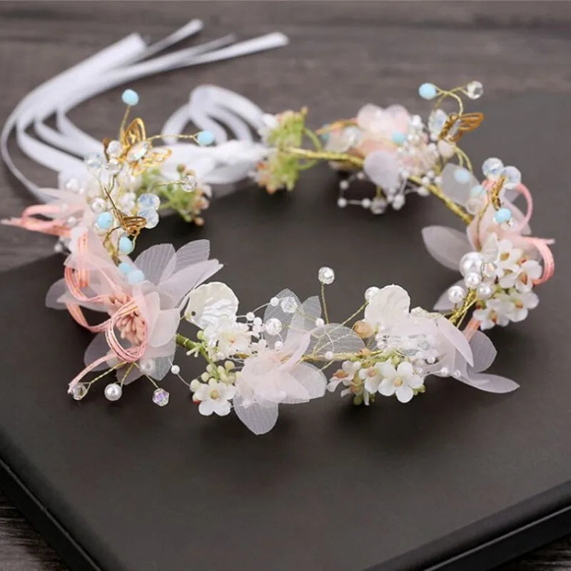 Girls' Floral Crown | Butterfly & Pearl Hair Clip Headwear Floral Hair Crown QXL