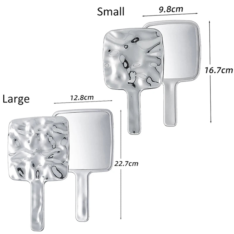 Silver HD Retro Handheld Makeup Mirror | Concave Convex Design Handheld Makeup Mirror QXL
