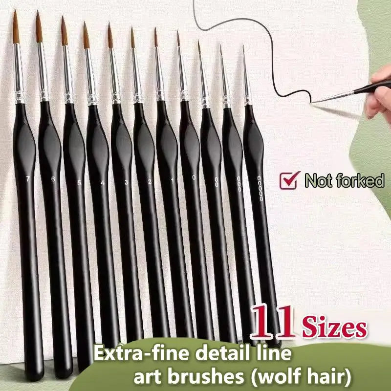 11-Pc Miniature Detail Paint Brush Set | Nylon Liner Brushes Detail Paint Brush Set QXL