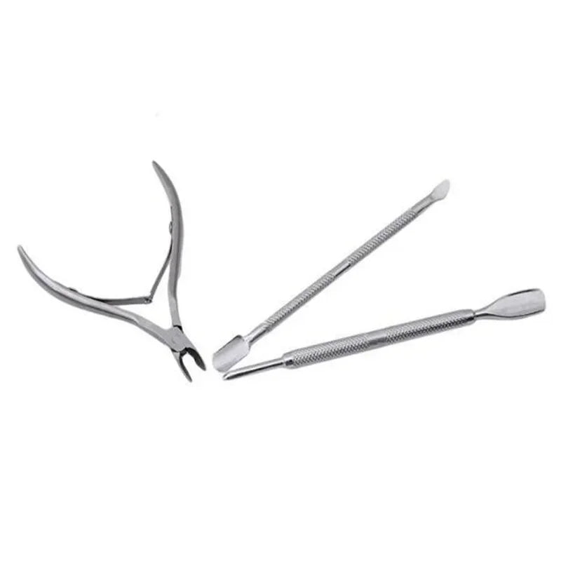 3-Piece Stainless Steel Cuticle Nipper, Pusher & Scissor Set Cuticle Tool Set QXL