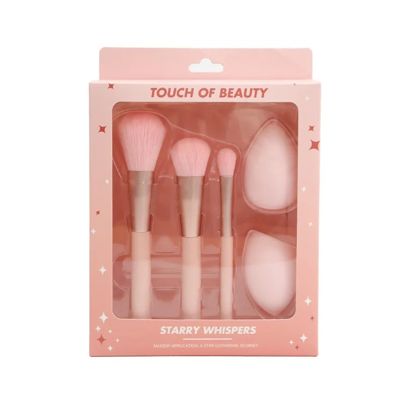 5-Pc Pink Makeup Brush & Sponge Set – Brushes & Blenders Makeup Brush Set QXL