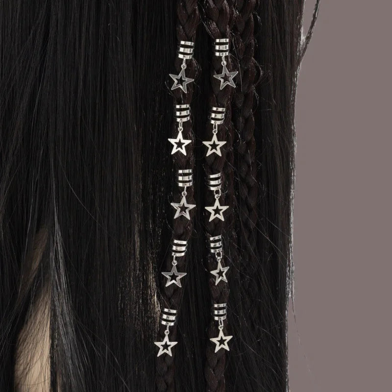 10-Pack Star Metal Hair Rings | Dreadlock Braid Cuffs Hair Braid Cuffs QXL