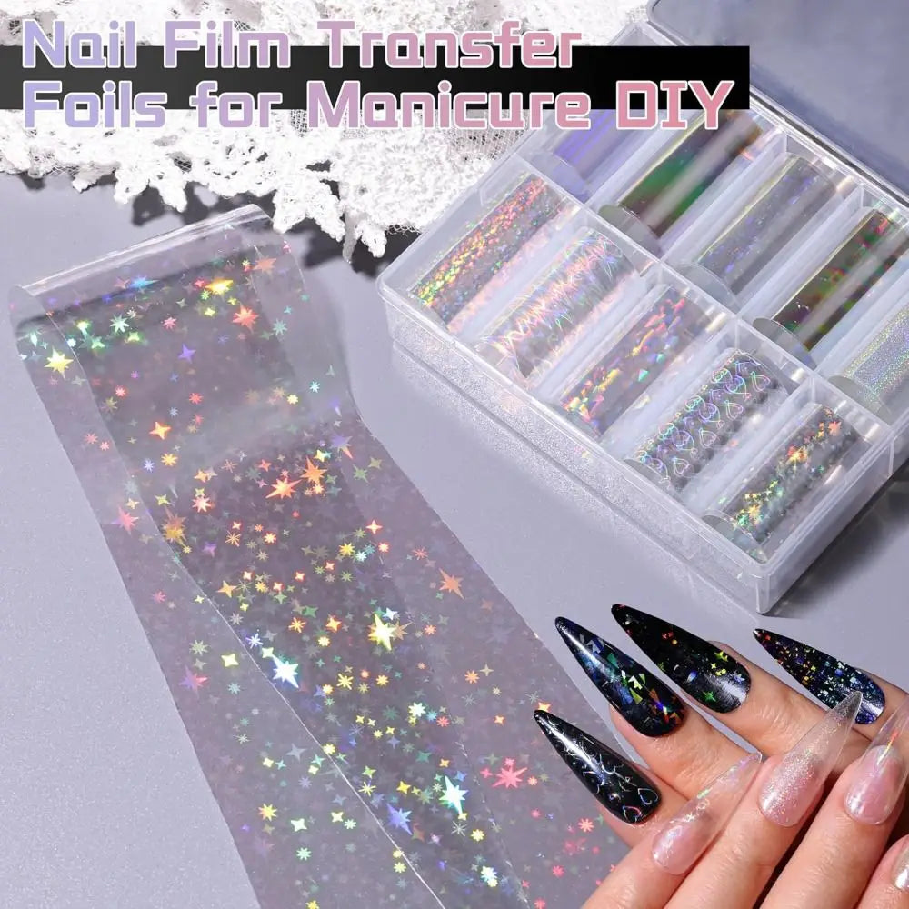 Marble Aurora Nail Art Foil Transfer Stickers – 10 Rolls Nail Foil Stickers QXL