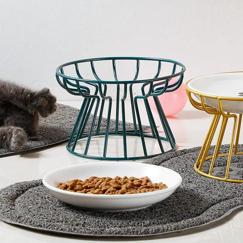 Ceramic Elevated Pet Bowl with Metal Stand | Cats & Dogs Elevated Pet Bowl QXL