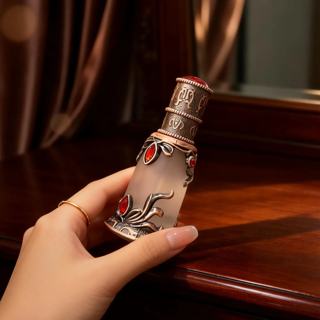 Mini Vintage Rhinestone Frosted Glass Refillable Perfume Bottle Refillable Perfume Bottle QXL