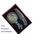 Vintage Retro Compact Makeup Mirror & Comb Set | Alloy Floral Compact Vanity Mirror QXL Bronze
