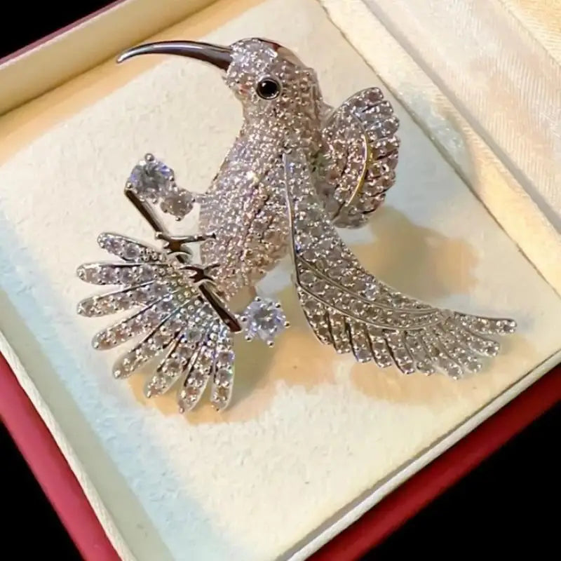 Rhinestone Hummingbird Brooch Pin | Shiny Women's Jewelry Brooch Pin QXL