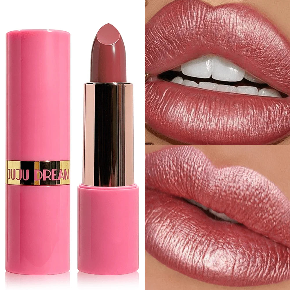 JUJU Dream Shimmer Glitter Lipstick | Metallic Matte Long-Lasting Metallic Shimmer Lipstick QXL