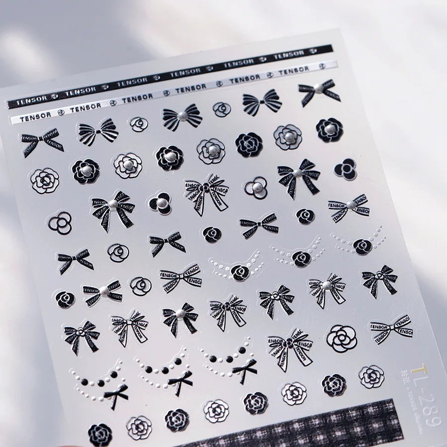 5D Nail Art Stickers – Lace, Bowknot, Rose & Pearl Decals Nail Art Stickers QXL