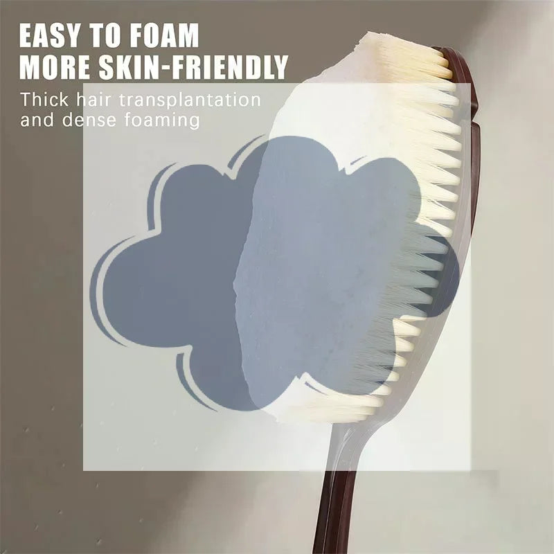 2-in-1 Long Handle Back Scrubber – Natural Coconut Bristle Bath Brush Bath Scrubber Brush QXL