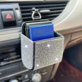Car Air Vent Organizer | PU Leather Crystal Storage Box Car Vent Organizer QXL white