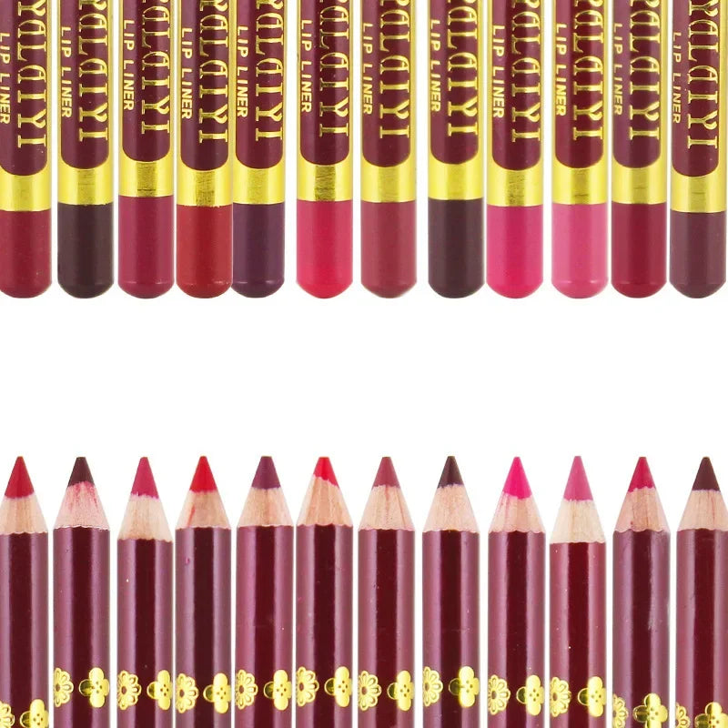 12-Color Waterproof Lip Liner Set | Matte Foggy Shades Lip Liner Set QXL