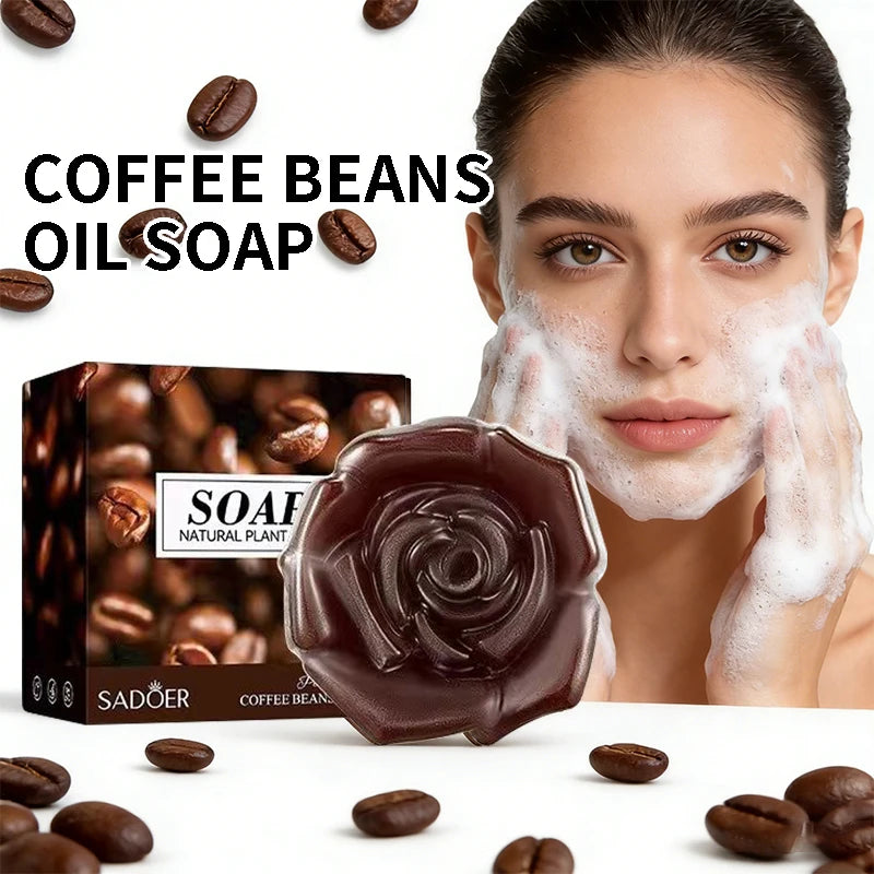 Coffee Bean Essential Oil Hand & Body Bar Soap | Men & Women Essential Oil Bar Soap QXL Gray 100g