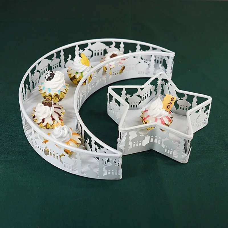 Eid Mubarak Moon & Star Iron Serving Tray Set | Ramadan Decor Festive Serving Tray QXL