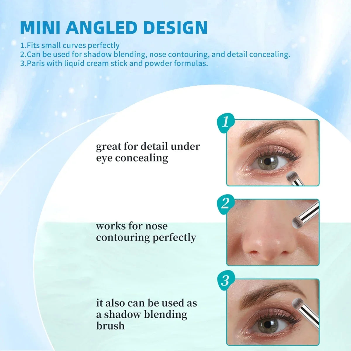 Angled Concealer Brush – Soft Synthetic Precision Blending Tool Concealer Makeup Brush QXL