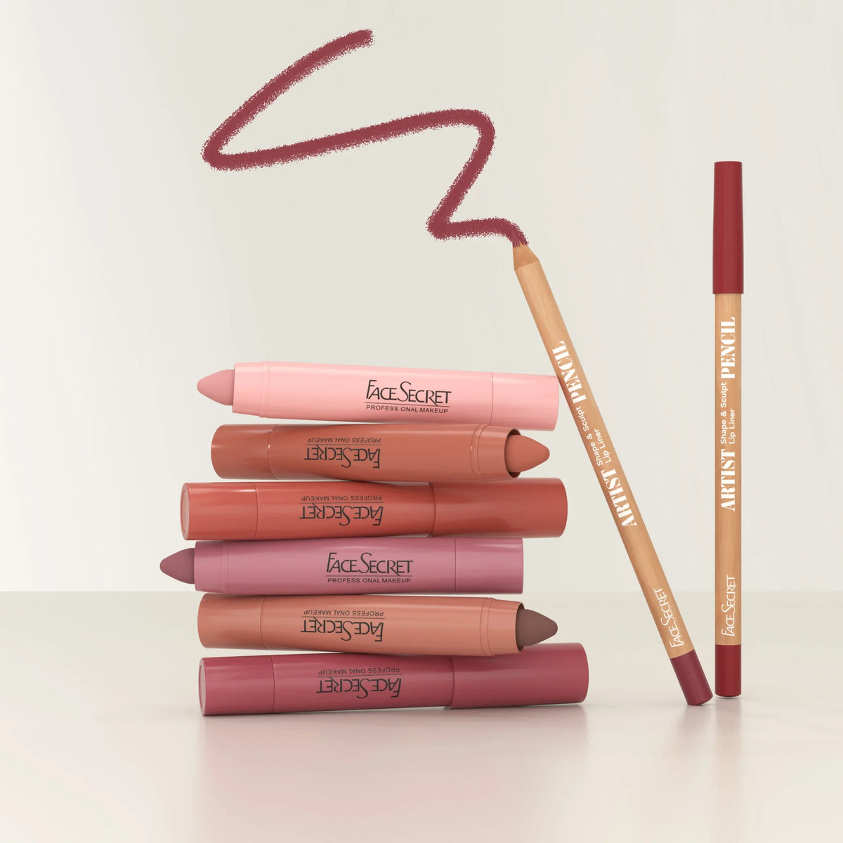 FACESECRET 6-Pc Matte Lipstick & Lip Liner Set | Waterproof Lipstick & Lip Liner Set QXL