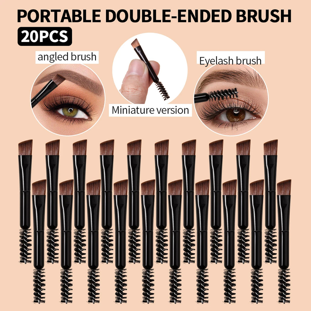 20-Pc Dual-Ended Eyebrow Brush & Eyelash Comb Set | KOSSHOW Eyebrow Brush Set QXL black Nylon